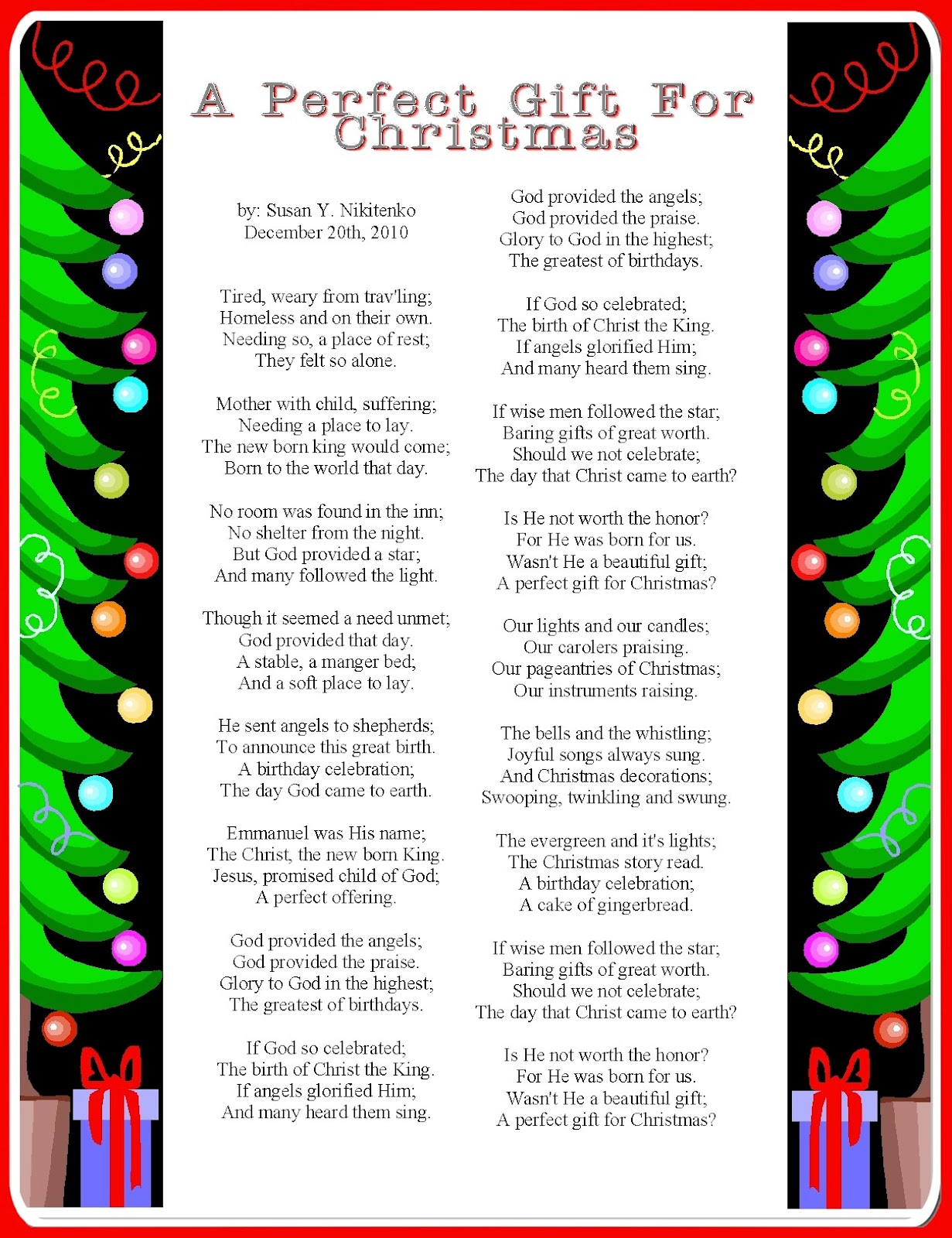 Christian Images In My Treasure Box: Christmas Poem Poster