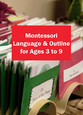 Info graphic with stacks of various Montessori 3-part card packs