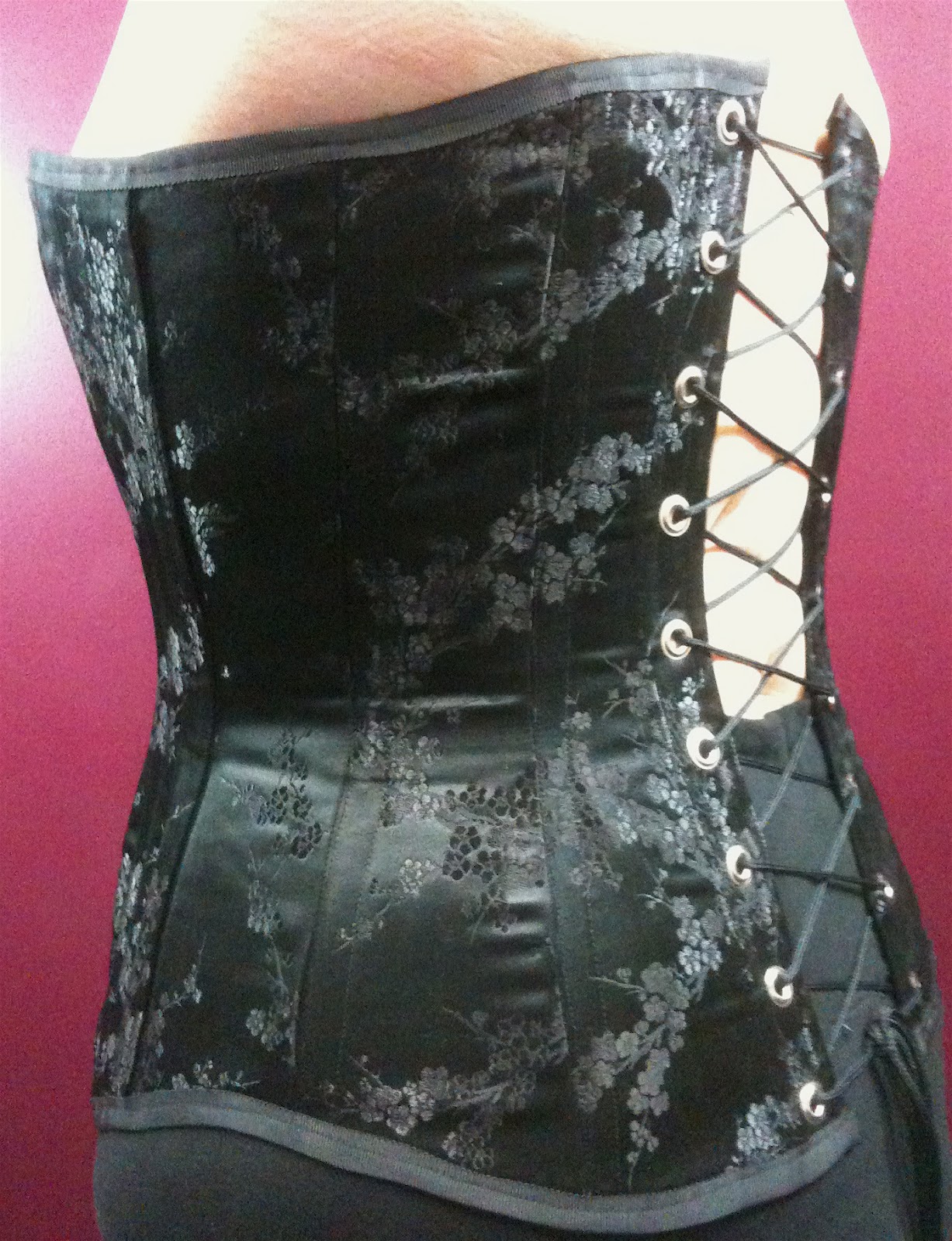 Vespidame Black Chinese Brocade Custom Corset