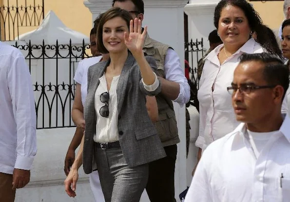 Queen Letizia of Spain visited a market in Suchitoto, 47 km east of San Salvador,