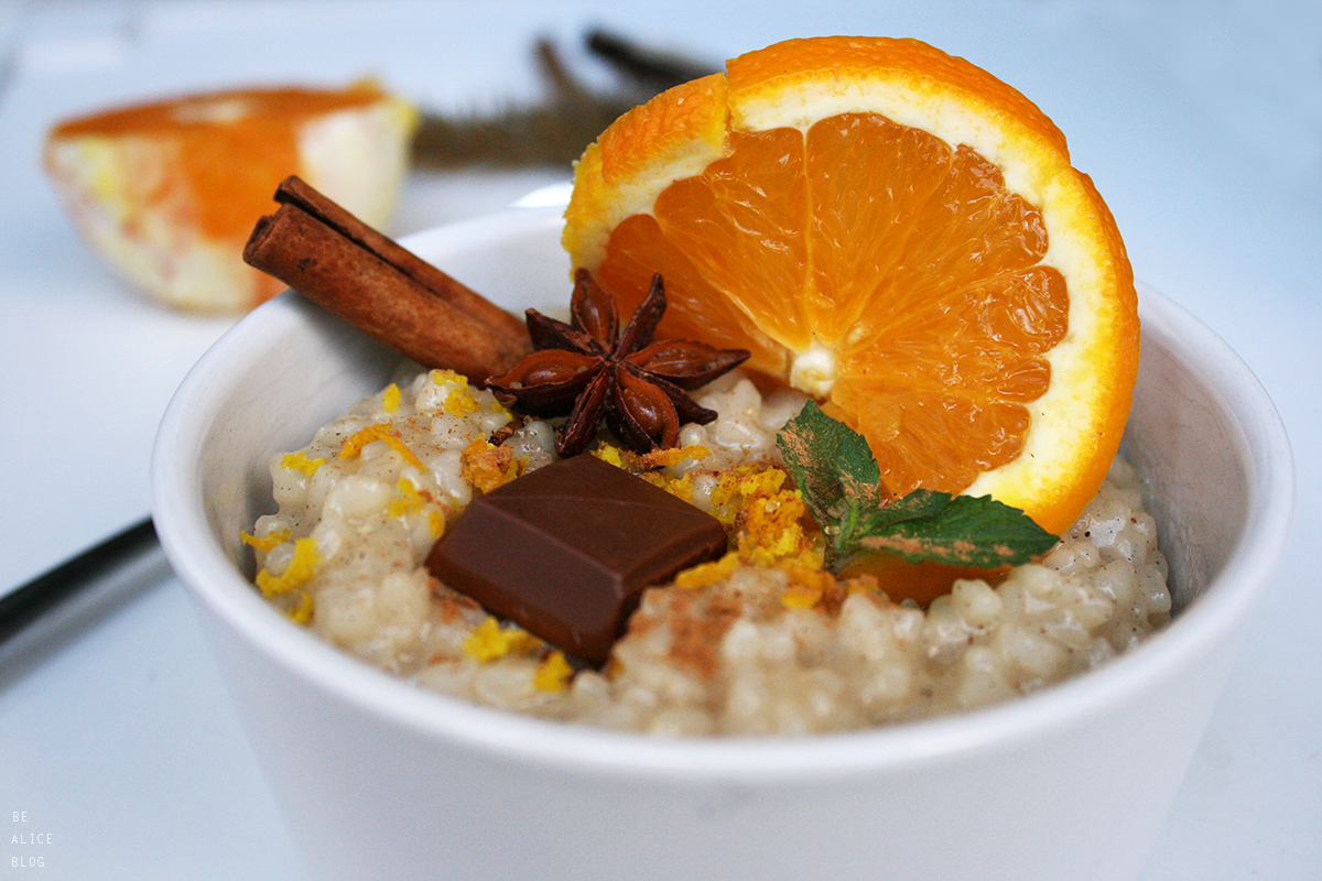 Wintry Orange Rice Pudding (vegan)