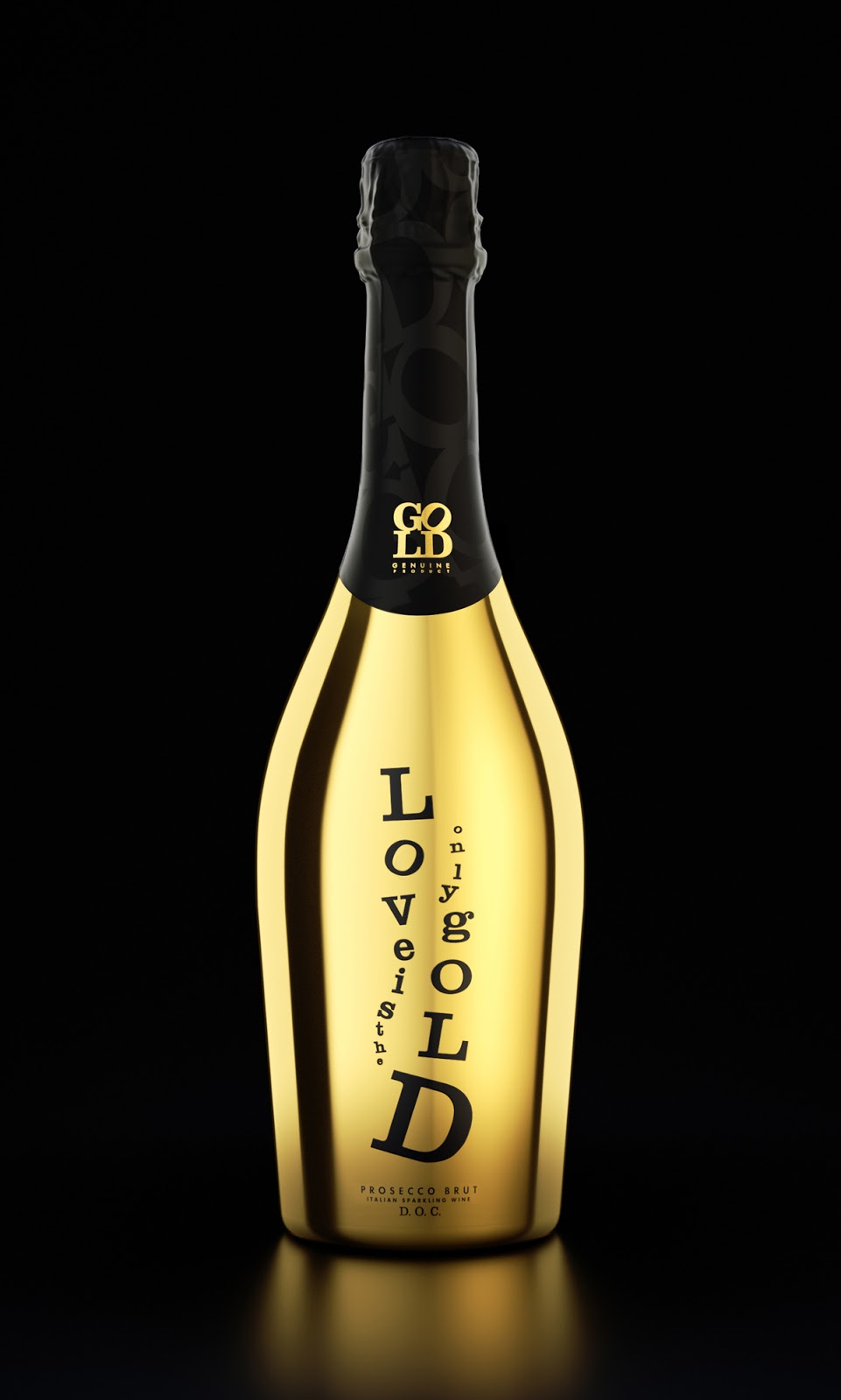 Love Is The Only Gold Sparkling Wine (Concept) on Packaging of the