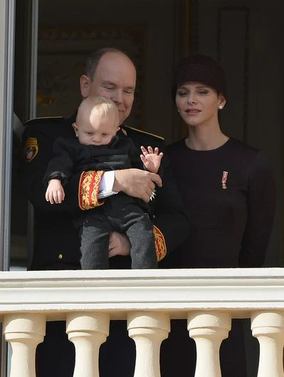 Princess Charlene of Monaco with Princess Gabriela and Prince Albert II of Monaco with Prince Jacques