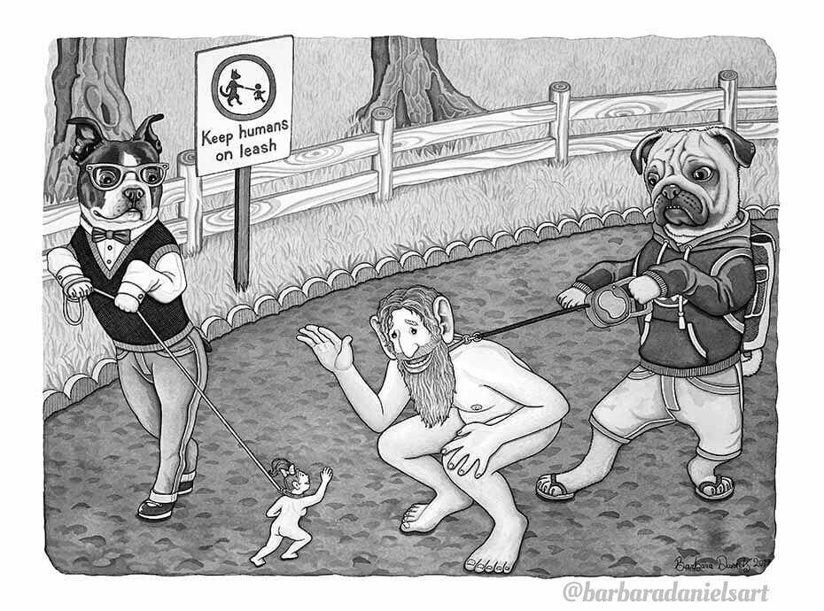 The Role Of Humans And Animals Is Reversed in These Parallel World Illustrations. The Outcome Is Terrifying! The Role Of Humans And Animals Is Reversed in These Parallel World Illustrations. The Outcome Is Terrifying!