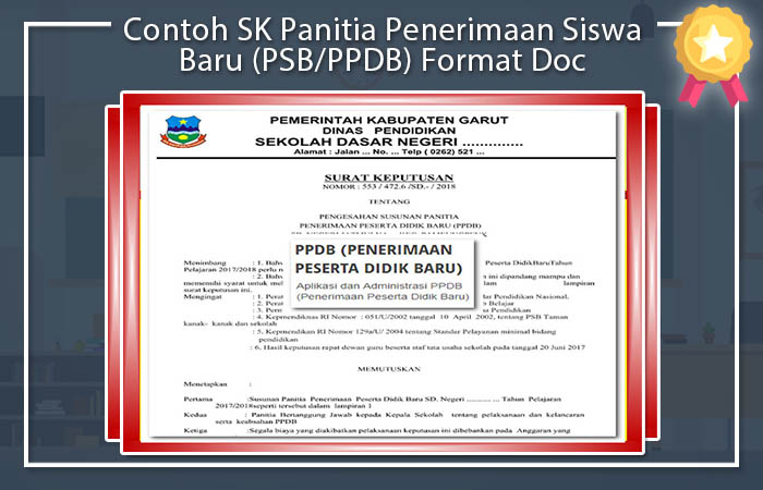 Contoh SK Panitia Penerimaan Siswa Baru (PSB/PPDB) Format Doc SK Panitia PPDB