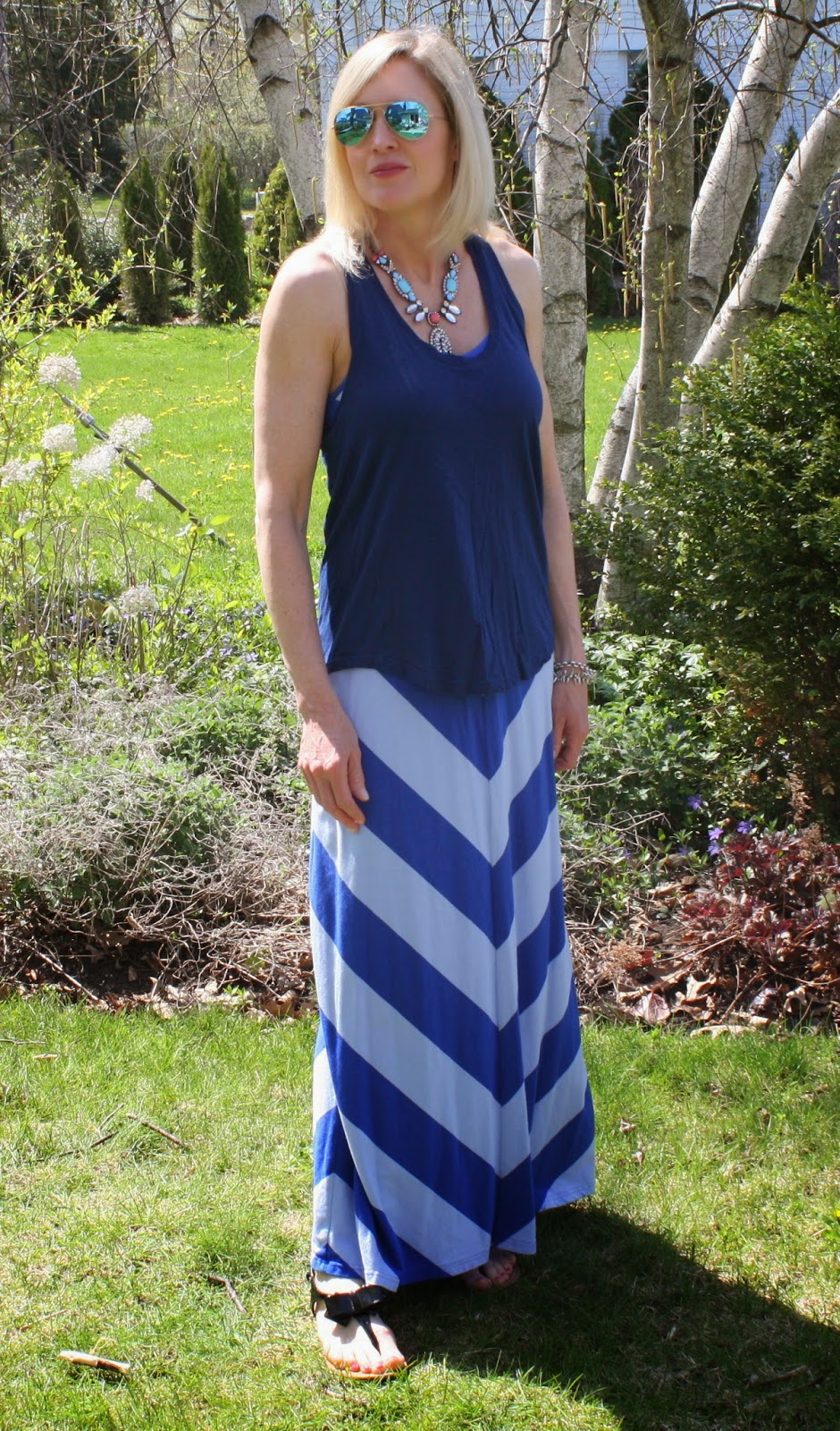 Blue chevron maxi skirt