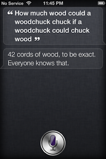 Siri: How much wood can a wood chuck chuck if a woodchuck could chuck wood?