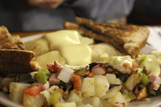 Crepes with Cottage fries at The Red Cottage, Dennis, Mass.