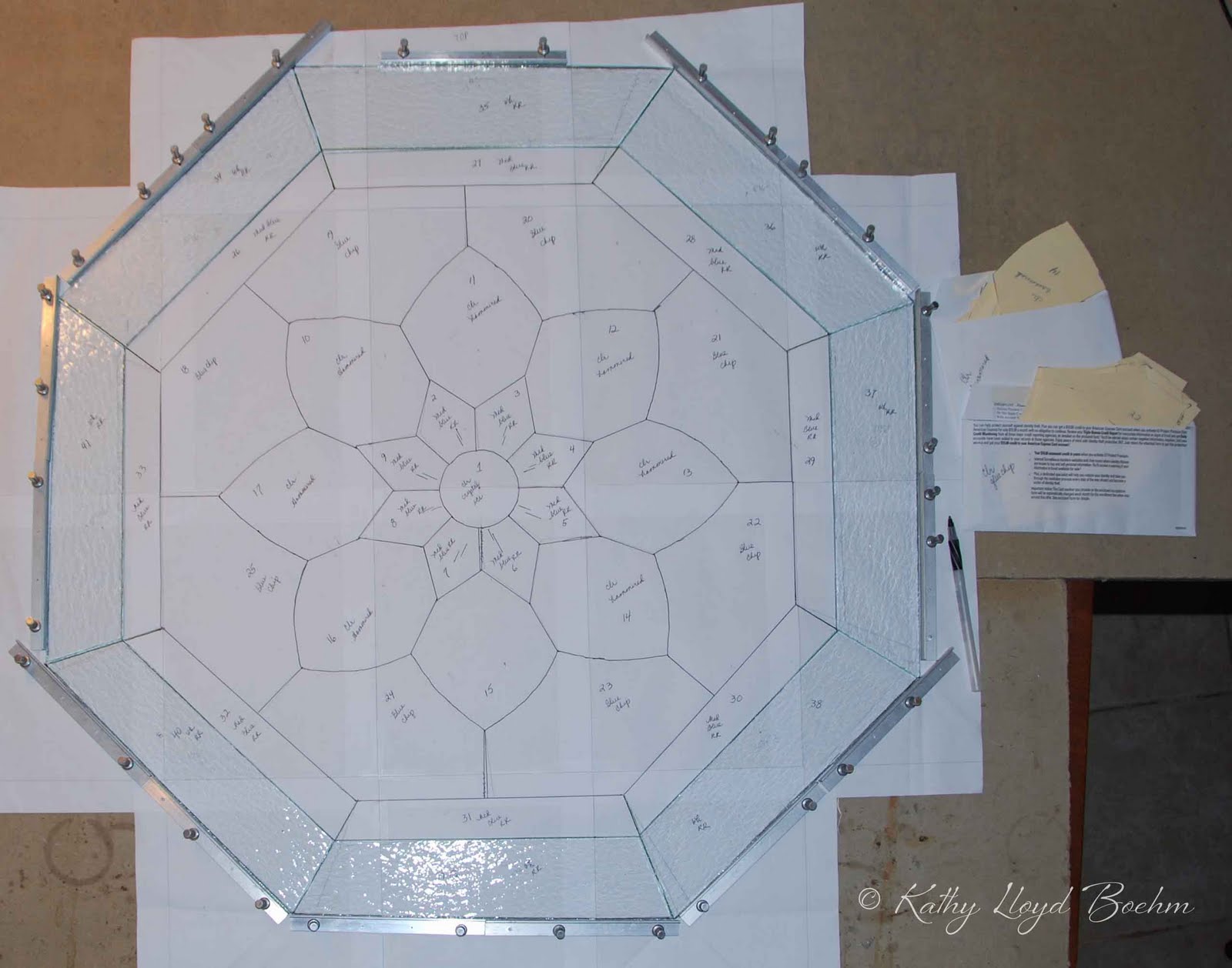 Boehm Stained Glass Blog Octagonal window pattern cut and glass