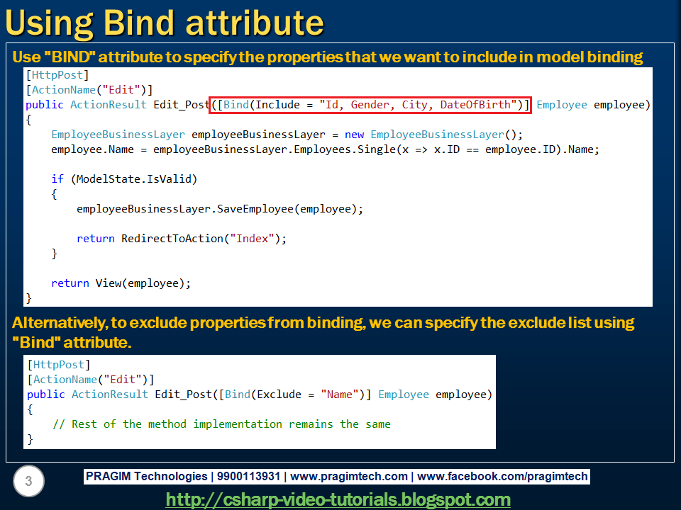 Sql server, and c video tutorial Part 21 Including and excluding properties from model