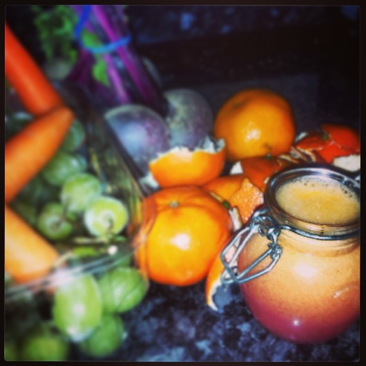 orange juice in a mason jar