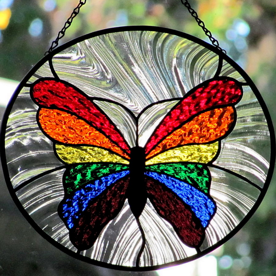 Living Glass Art Stained Glass Rainbow Butterflynew and improved version