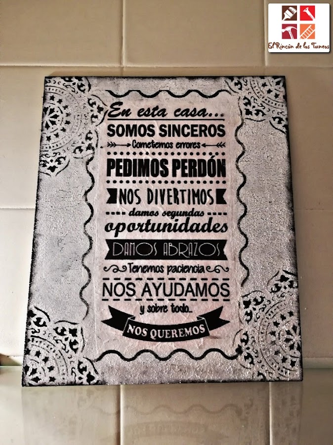 cartel de madera con decoupage