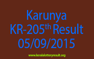 Karunya KR 205 Lottery Result 5-9-2015