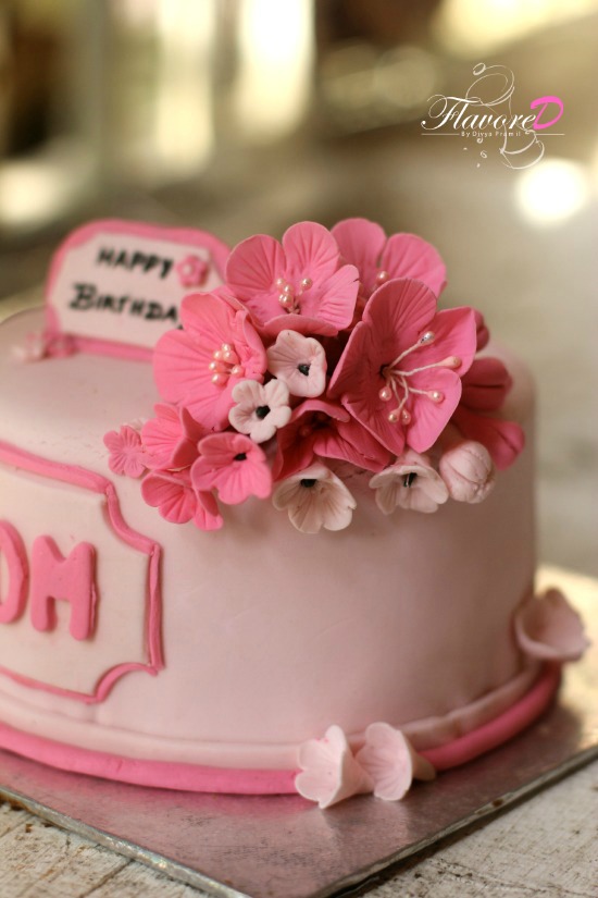 Pink Cake For A Mom Fondant Blossom Flowers Fondant
