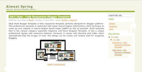 Almost Spring Blogger Template - Free Download - Voux