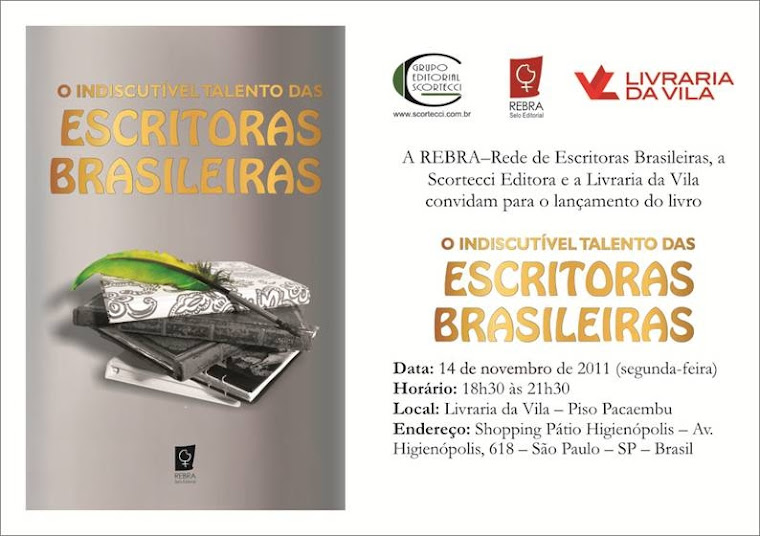 CONVITE DE LANÇAMENTO EM SÃO PAULO DO LIVRO DA REBRA -REDE DE ESCRITORAS BRASILEIRAS EM 14/09/11