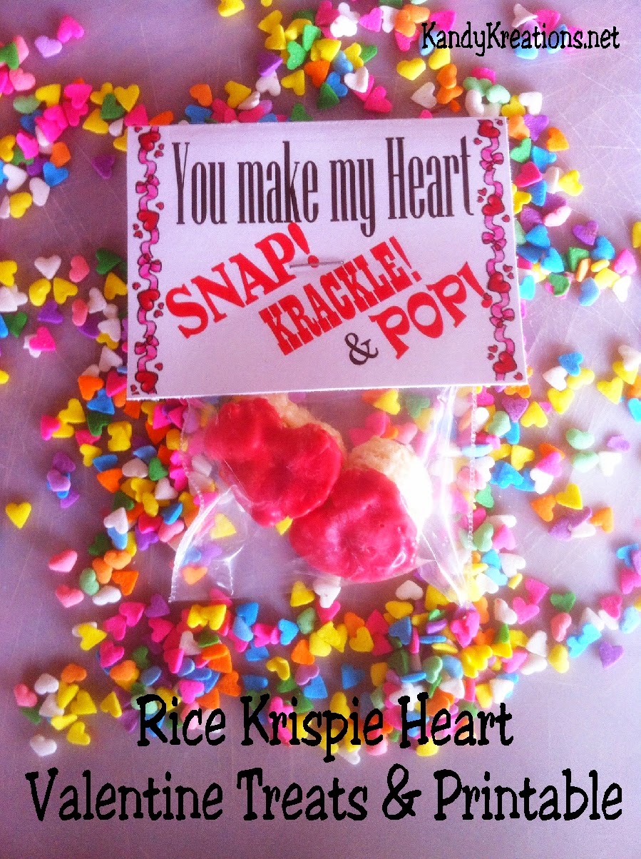 Here's a free printable and fun treat for a class Valentine or sweet treat for your kids this Valentine's day. Using Rice Krispie treats, Wilton Red Chocolate Melts, and our free Valentine printable, you have a sweet Valentine that's quick, easy, and delicious!