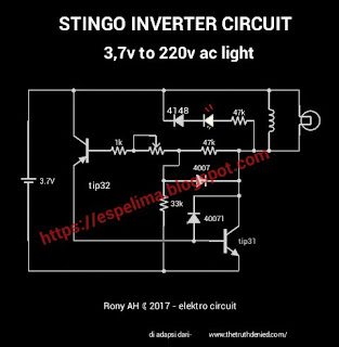 skema rangkaian stingo light inverter circuit