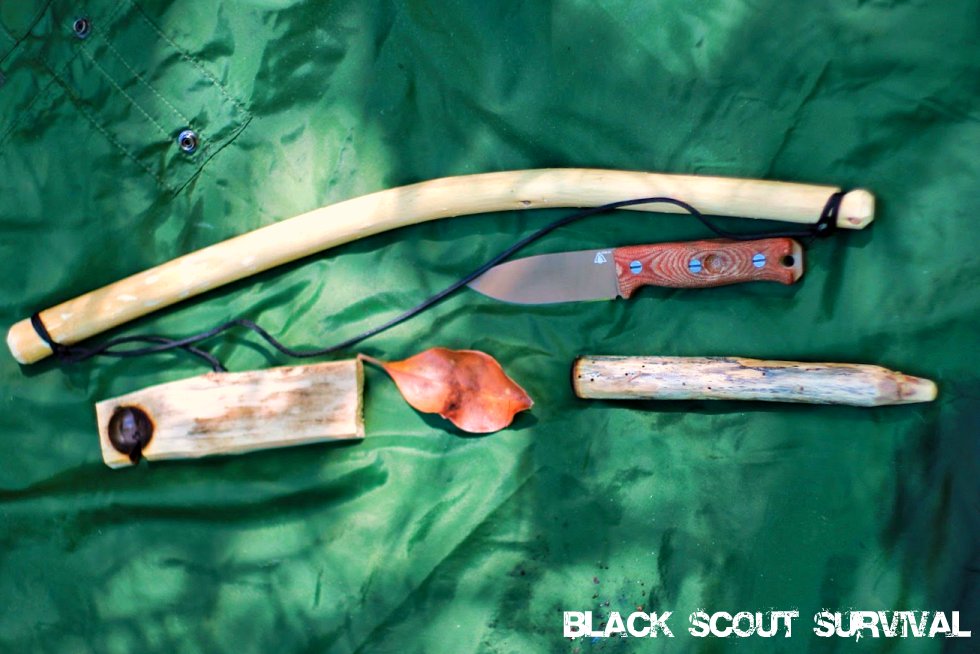 Black Scout Survival Friction Fire Bow Drill Method