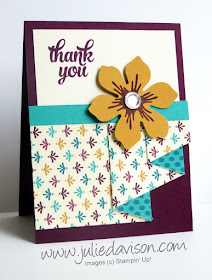 Stampin' Up! Bohemian Pleated Paper Thank You Card + VIDEO & PDF Tutorial #stampinup www.juliedavison.com