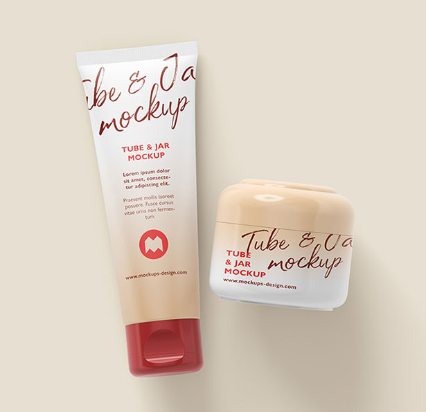 Cosmetic Tube and Cream Jar Mockup PSD Gratis Mockup Packaging/Kemasan PSD 2018 - Cosmetic Tube and Cream Jar Mockup PSD