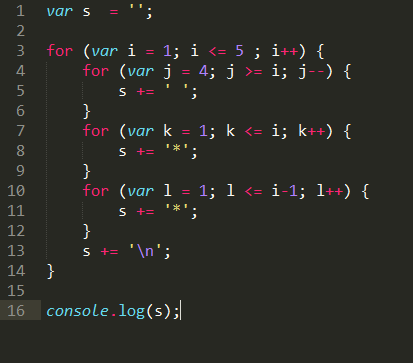 Program Javascript Menampilkan Segitiga Menggunakan Perulangan For