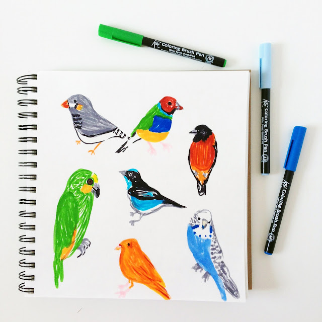 makers, sketchbook, birds, sketching, Anne Butera, My Giant Strawberry