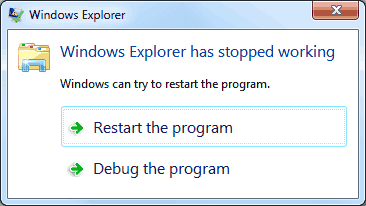 Windows Explorer Has Stopped Working Windows 7