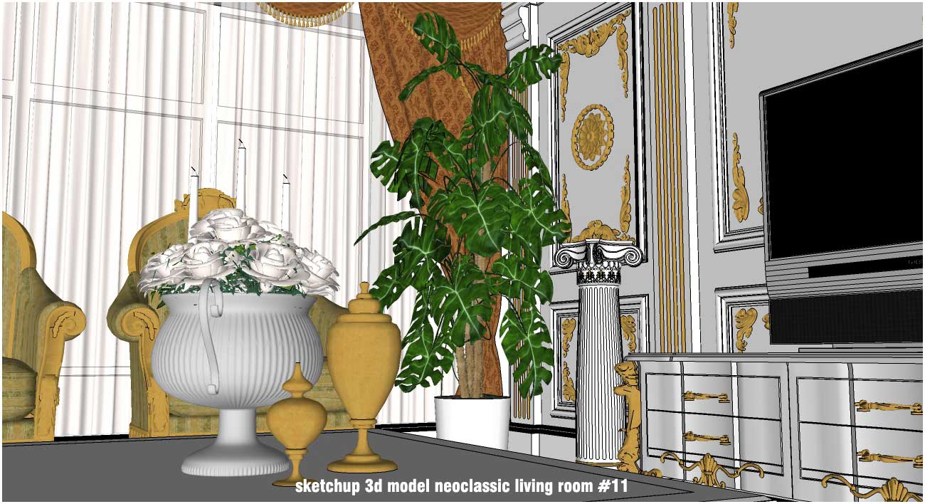 SKETCHUP TEXTURE SU 3D MODEL NEOCLASSIC LIVING ROOM 11