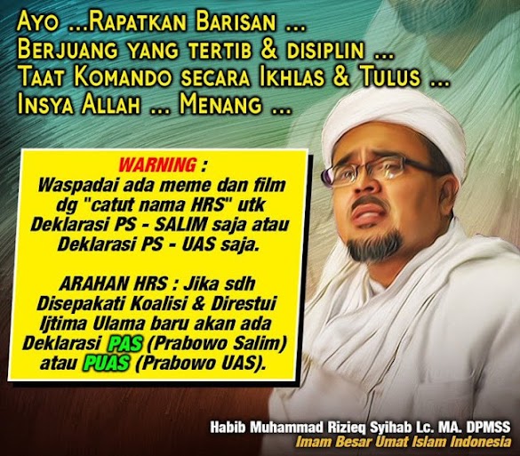 Hindari Perpecahan dan Permusuhan, HRS Beri Peringatan Hindari Perpecahan dan Permusuhan, HRS Beri Peringatan