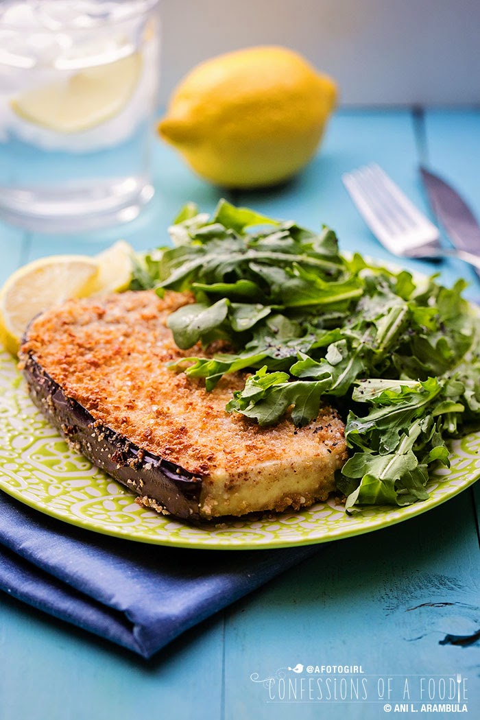Meatless Monday Parmesan and PankoCrusted Eggplant with Arugula Salad