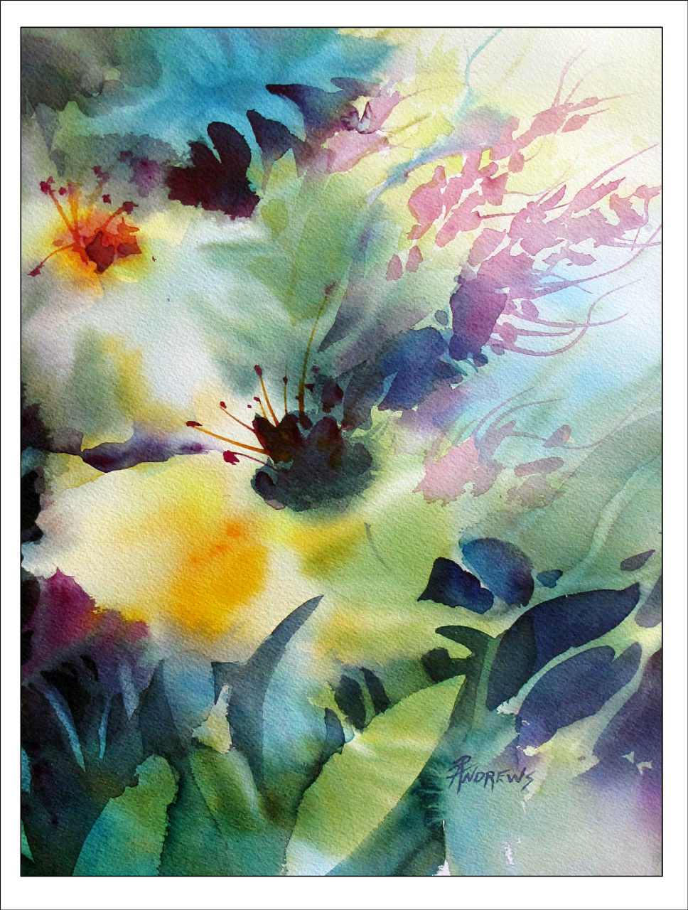 Rae Andrews : Happy Dance...Watercolor Floral...Texas Artist...Rae Andrews