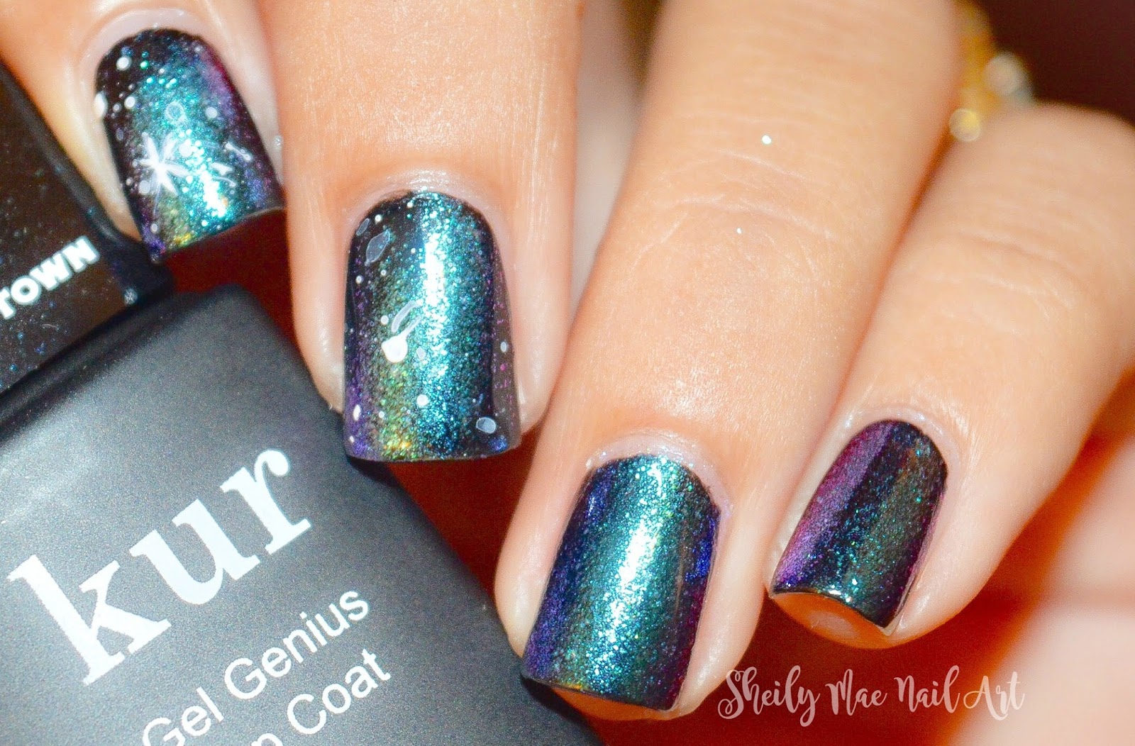 Galaxy Nails using Mirror Powder Born Pretty Store Mirror Powder