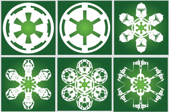 Ещё один набор шаблонов снежинок и трафаретов для фанатов "Звёздных войн"