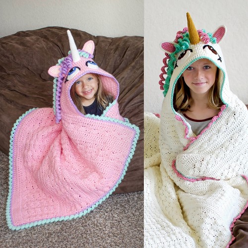 Beautiful Skills - Crochet Knitting Quilting : Hooded Unicorn Blanket ...