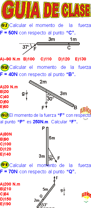 Momento De Una Fuerza Torque Ejercicios Y Problemas Para Resolver Con Claves Y Respuestas De Fisica Preuniversitaria En Pdf