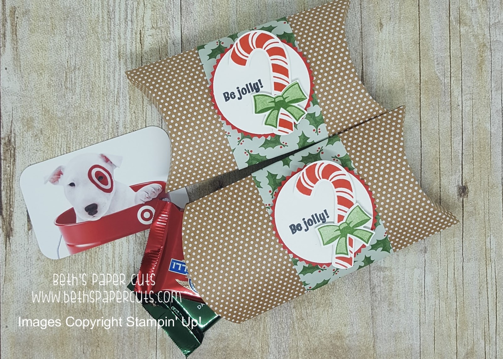 Beth's Paper Cuts Candy Cane Pillow Boxes