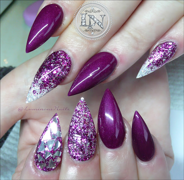 luminous nails plum burgundy acrylic