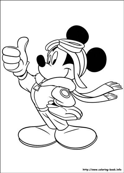 Tranh tô màu chuột Micky mặc đồ phi công