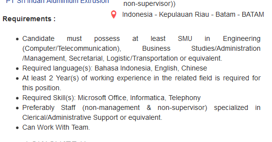 Lowongan Kerja Pilihan Via Jobstreet Area Sumatera close date 19