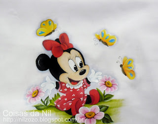 pintura tecido minnie mouse