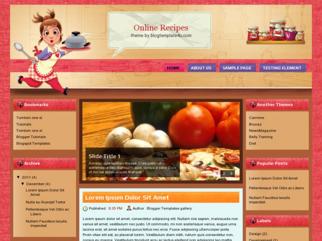 Online Recipes Blogger Template