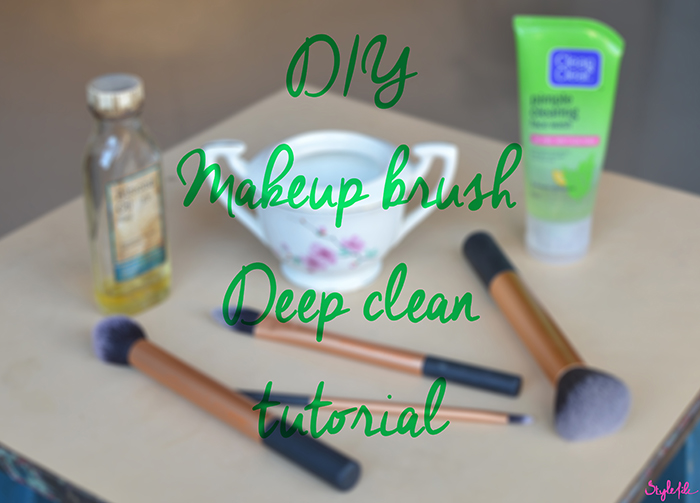 A step by step do-it-yourself tutorial to deep clean your makeup brushes with almond oil, water and face wash on the Style File blog by Dayle Pereira