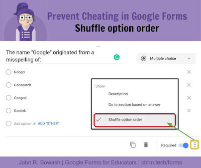 Prevent cheating in Google Forms: shuffle option order Prevent cheating in Google Forms: shuffle option order