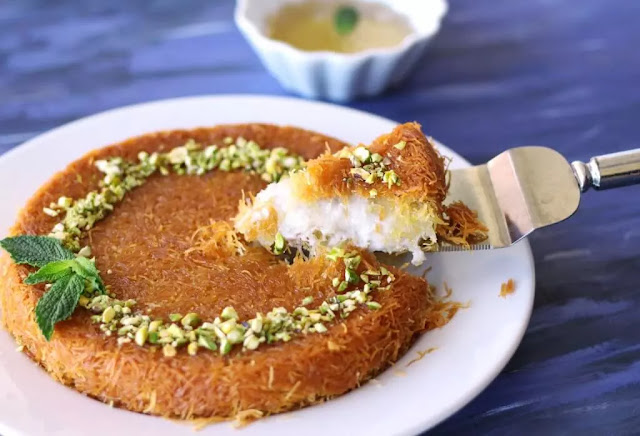 vegan kunafa (knafeh) | shredded phyllo and sweet cheese dessert 