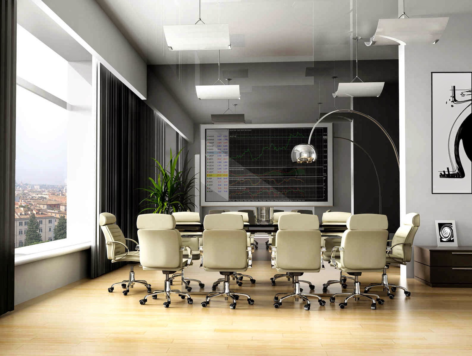 Office Workspace Modern And Cool Conference Room With Black Conference