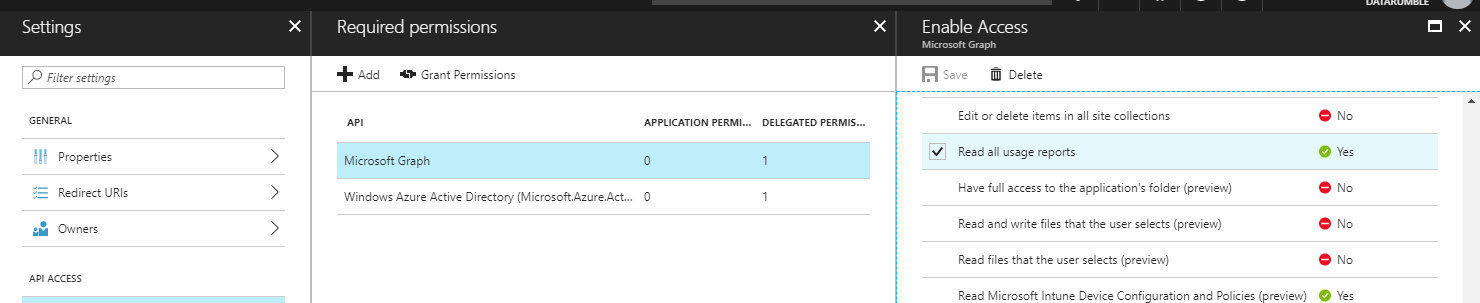 A walk-though using the Graph API Mailbox reports in Powershell