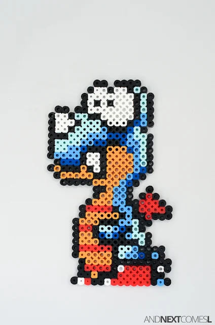 Super Mario World rex dinosaur perler bead craft from And Next Comes L