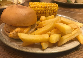 child burger chip and corn cob at nandos